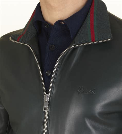 gucci green leather jacket|Gucci original leather jacket.